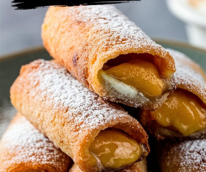 Crispy Peach Cobbler Egg Rolls