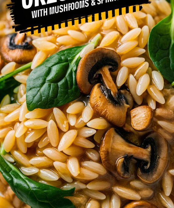 Orzo Pasta with Mushrooms & Spinach