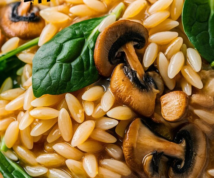 Orzo Pasta with Mushrooms & Spinach