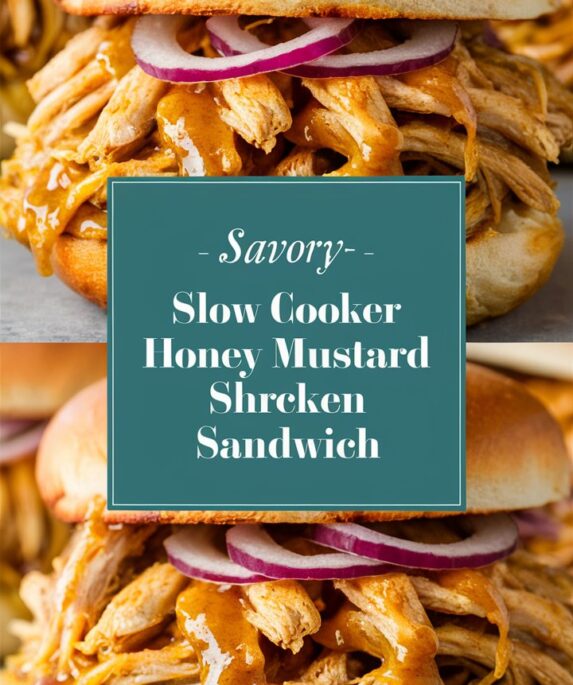 Slow Cooker Honey Mustard Shredded Chicken Sandwich