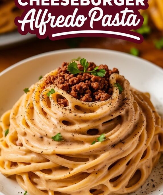 Loaded Cheeseburger Alfredo Pasta