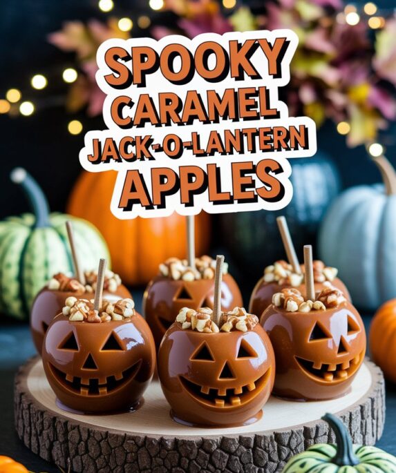 Spooky Caramel Jack-O’-Lantern Apples