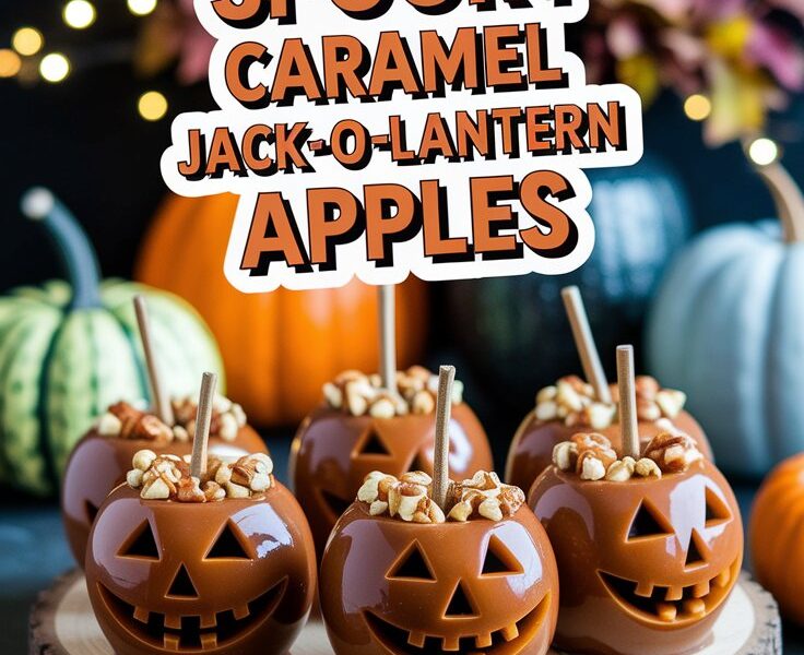 Spooky Caramel Jack-O’-Lantern Apples