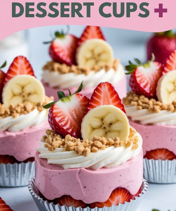 Strawberry Banana Cream Dessert Cups