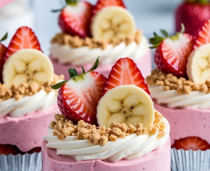 Strawberry Banana Cream Dessert Cups