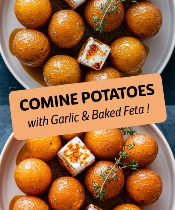 Roasted Potatoes with Garlic & Baked Feta